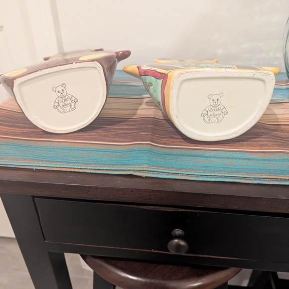 🧸 Vintage “Bears by Nina” Ceramic Planter Pair – Rare Large Size – Matching Set - Picture 4 of 9